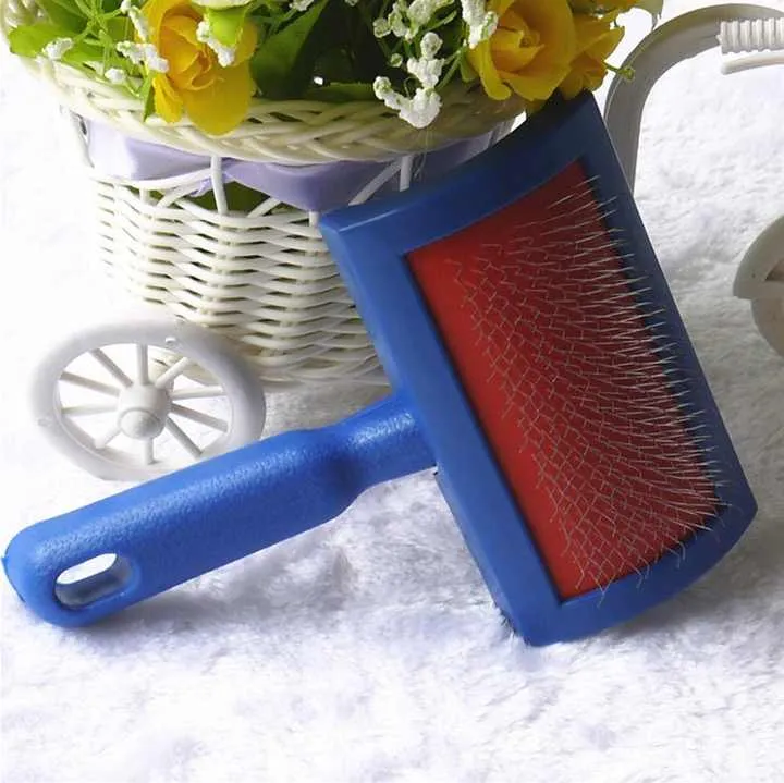كلب القط الاستحمام أداة تهذيب الشعر فرشاة من المشمع مع بسيطة البلاستيك مقبض Dog Cat Bathing Grooming Tool Brush with Simple Plastic Handle