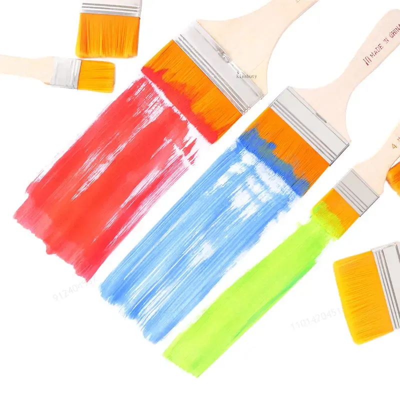 12 Piece Nylon Paint Brush Set for Acrylic Oil Watercolour Wooden Handle Art