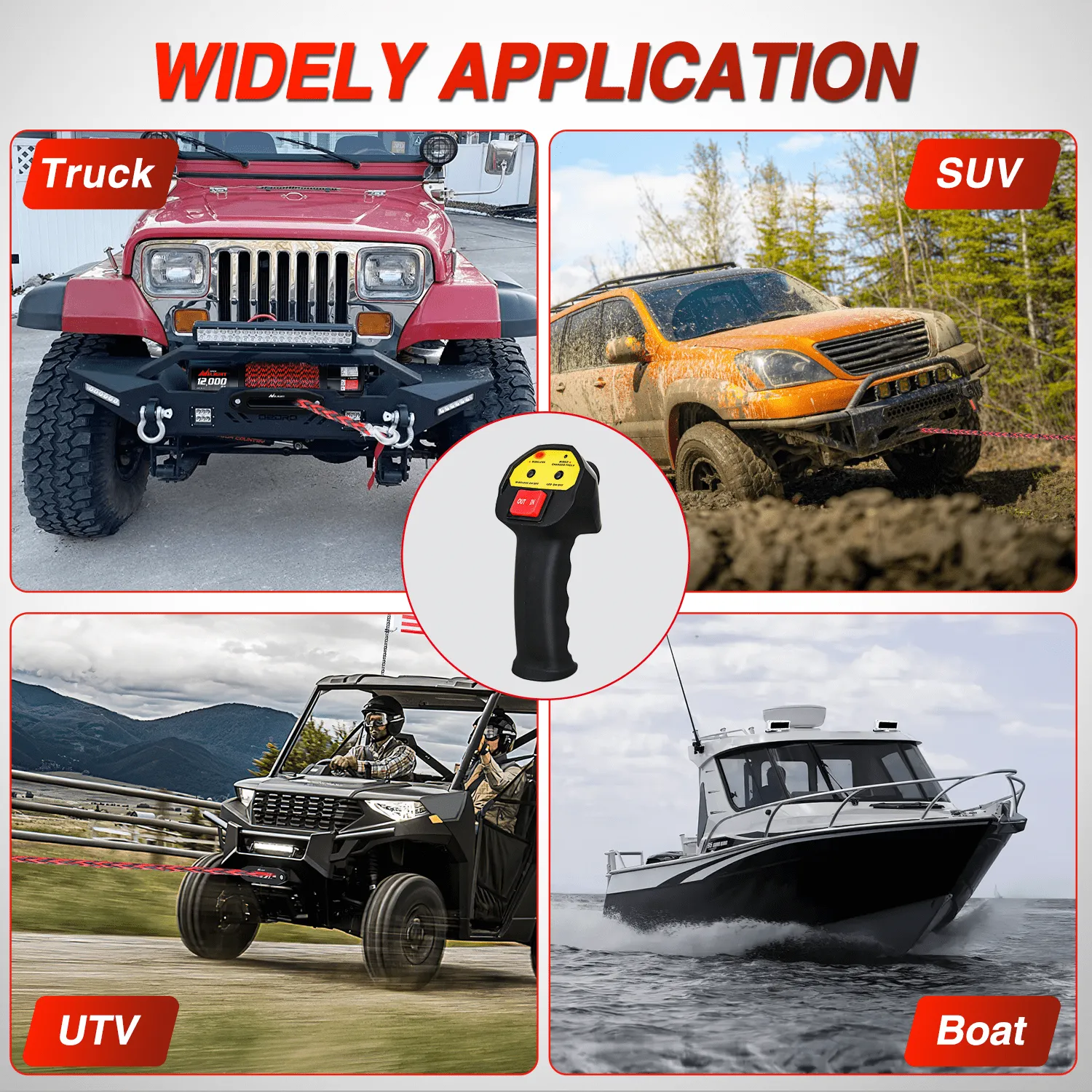 12000 lb ATV/UTV Electric Winch Kit With Synthetic Rope 3-IN-1 Smart Remote