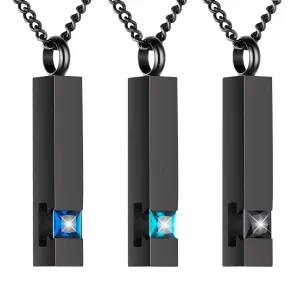 BGAFLOVE 3 Pcs Crystal Black Cremation Jewelry for Ashes Silver Urn Necklace for Ashes, Birthstone Cube Urns Memorial Ashes Necklace Pendant Keepsake, Cremation Urn Jewelry Bar Pendant with CZ