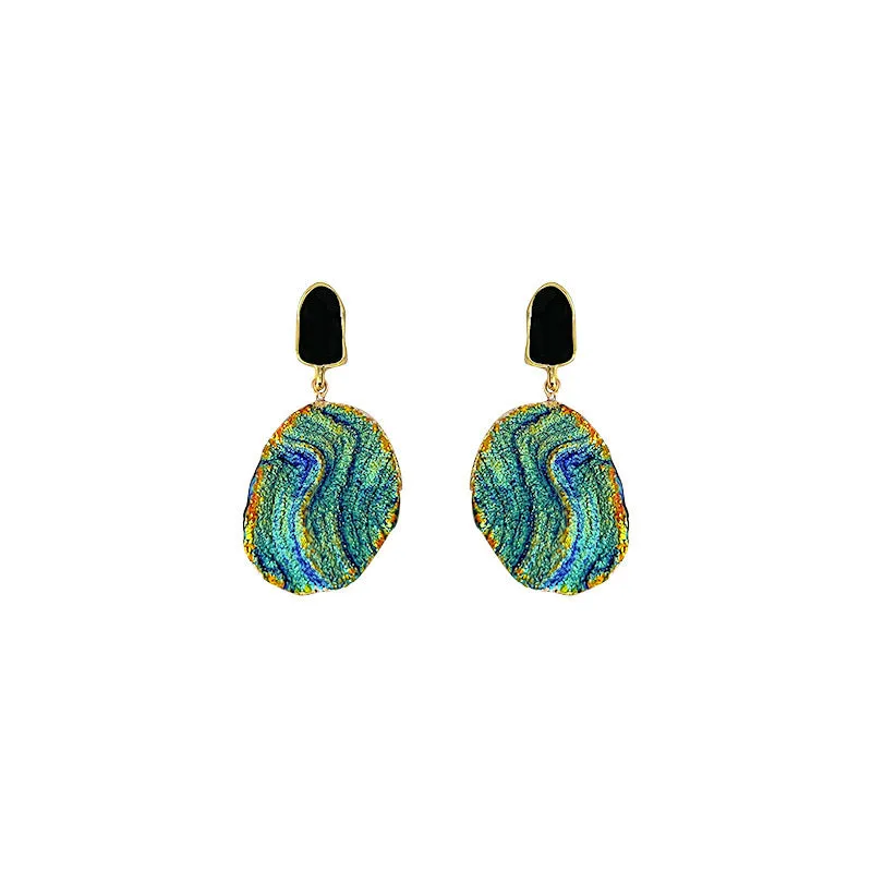 Blue and Gold Tidal Drop Earrings