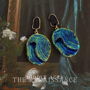 Blue and Gold Tidal Drop Earrings