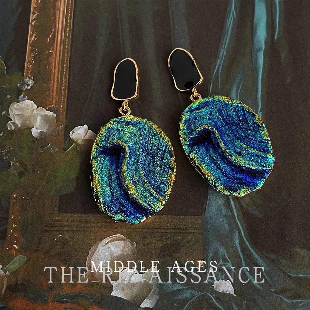 Blue and Gold Tidal Drop Earrings