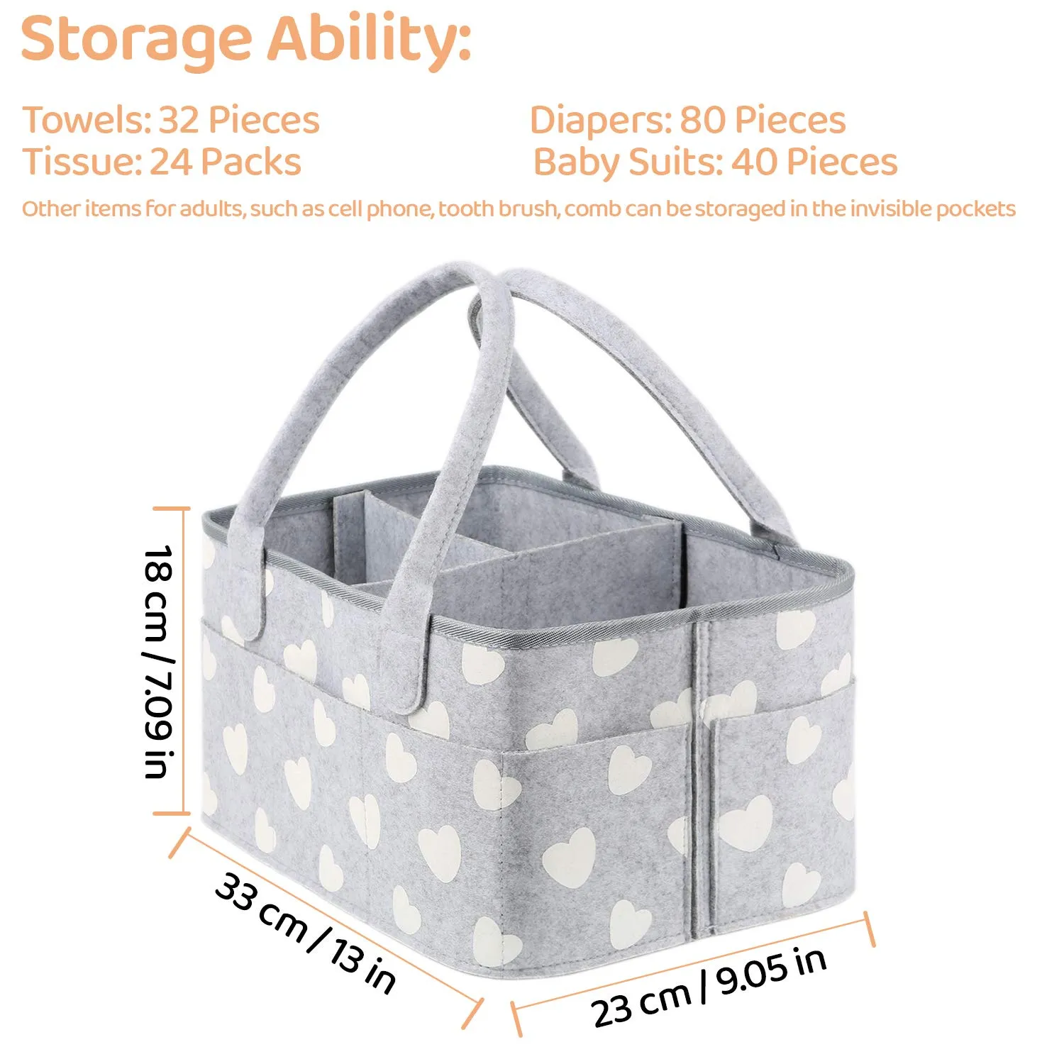 BOENFU Baby Diaper Caddy Nappy Organisers Nursery Storage Nappy Caddy Tote Newborn Shower Gift Basket Portable Car Travel Organizer with Detachable Divider and 10 Invisible Pockets for Mom Kids