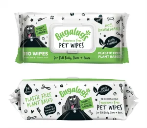 Bugalugs Bio Pet Wipes (110 Large) Fragrance Free - Pack of 6