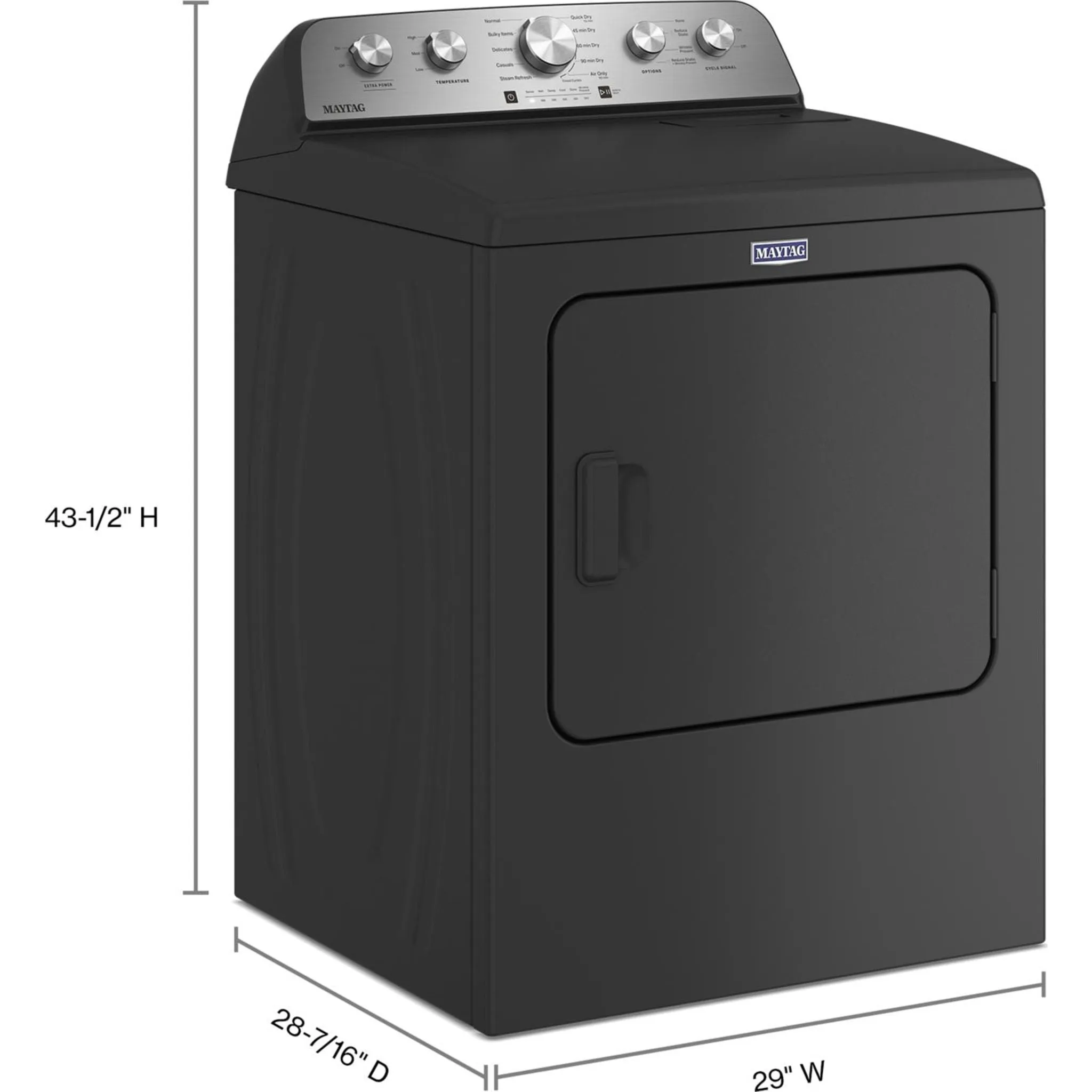 Maytag Top Load Gas Dryer with Steam-Enhanced Cycles - 7.0 cu. ft. (MGD5430PBK)