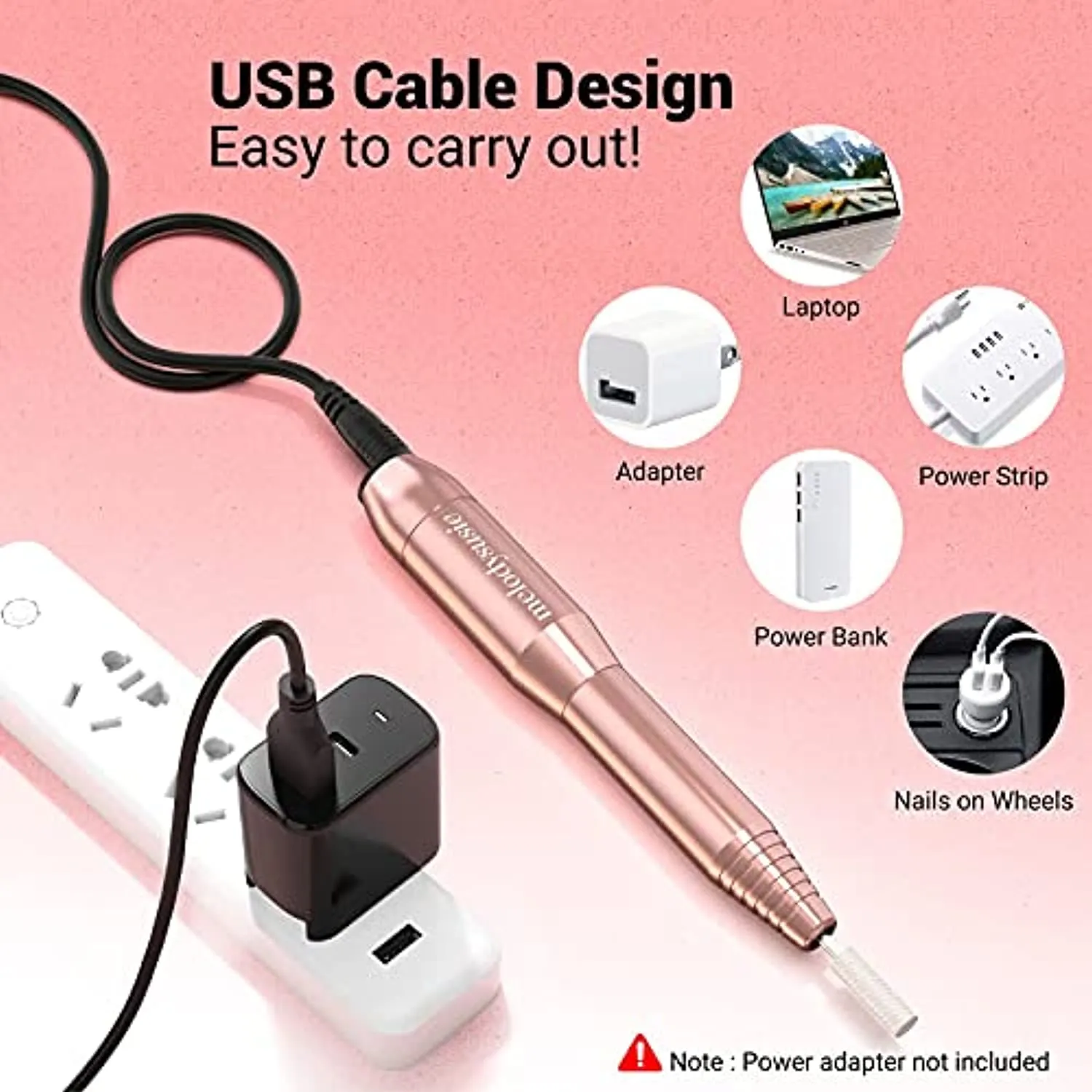MelodySusie Electric Nail Drill Machine 11 in 1 Kit with Adjustable Stainless Steel Acrylic Nail Clippers, Portable Electric Nail File Efile Set for Acrylic Gel Nails, Manicure Pedicure Tool