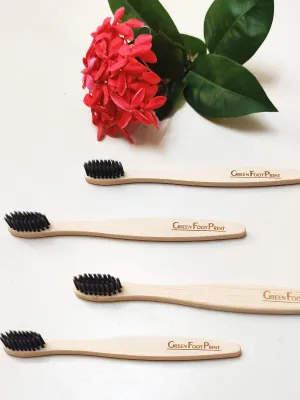 Natural Bamboo Toothbrush with Charcoal Bristles - Pack of 4
