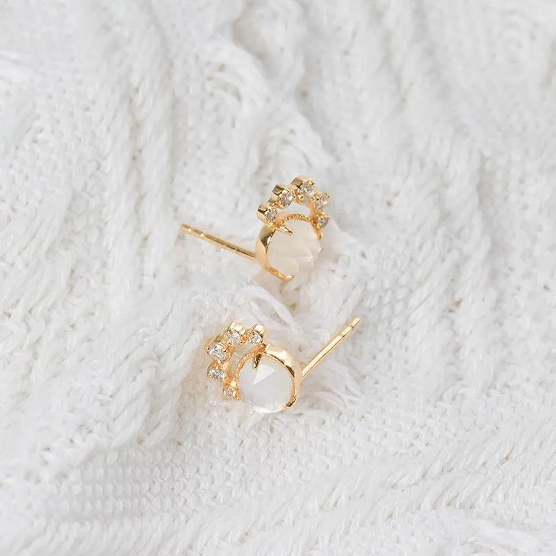 Women's Natural White Crystal Earrings