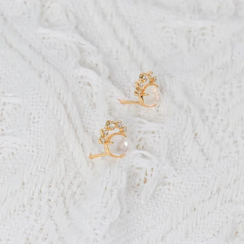 Women's Natural White Crystal Earrings
